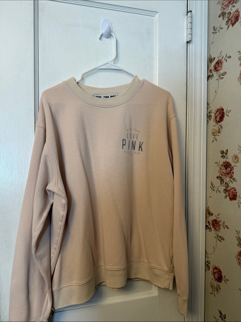 🩷 VS PINK Pale Blush Crewneck Sweatshirt Sz L